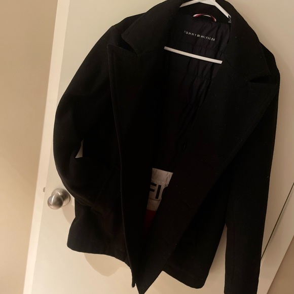 ✨🧥TOMMY HILFIGER MENS WOOL MELTON CLASSIC DOUBLE BREASTED PEACOAT🧥✨ - Picture 2 of 5